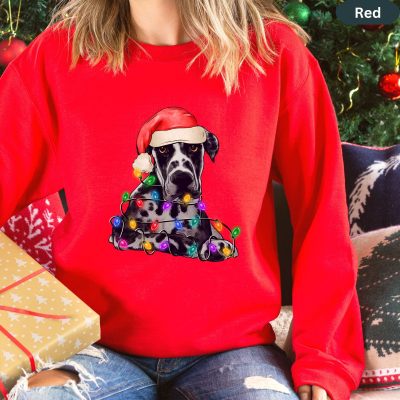 Great Dane Christmas Lights Sweatshirt - Great Dane Merch