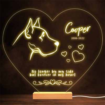 Great Dane Dog Memorial Pet Loss Forever In Personalised Gift Lamp Night Light - Great Dane Merch