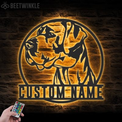 Personalized Dog Great Dane Metal Sign With Lights - Great Dane Merch