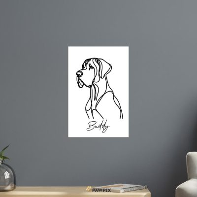 Personalized Great Dane Line Art Memorial Wall Art - Great Dane Merch